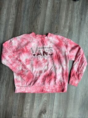 Vans Pink and White Tie-Dye Crewneck Sweatshirt